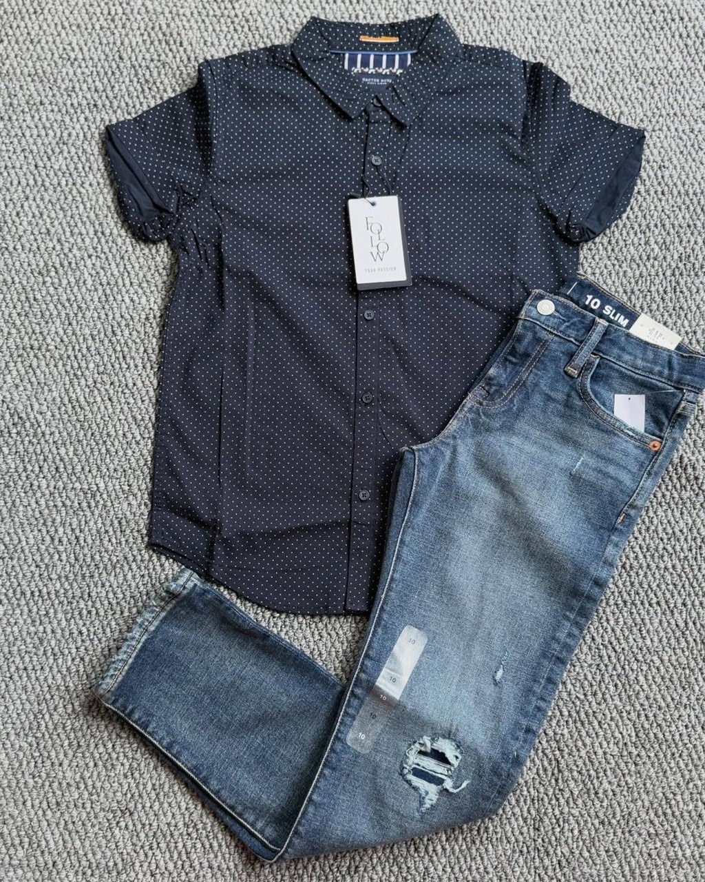 Shirt & Distressed Jean Set